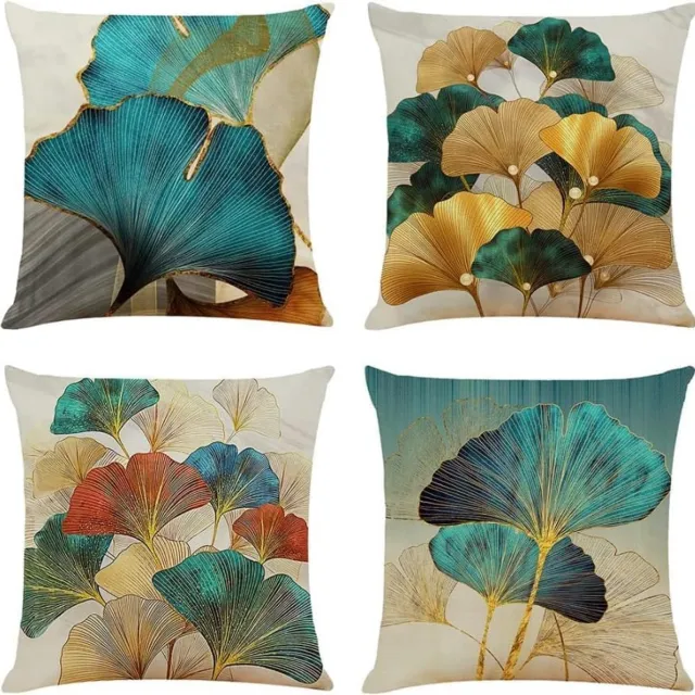 KZQ Decoratieve kussenhoes - 4 stuks - 18 × 18 inch - linnen - voor woondecoratie Blauw