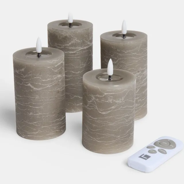 Loberon Ledstompkaars set van 4 Ljusvik taupe