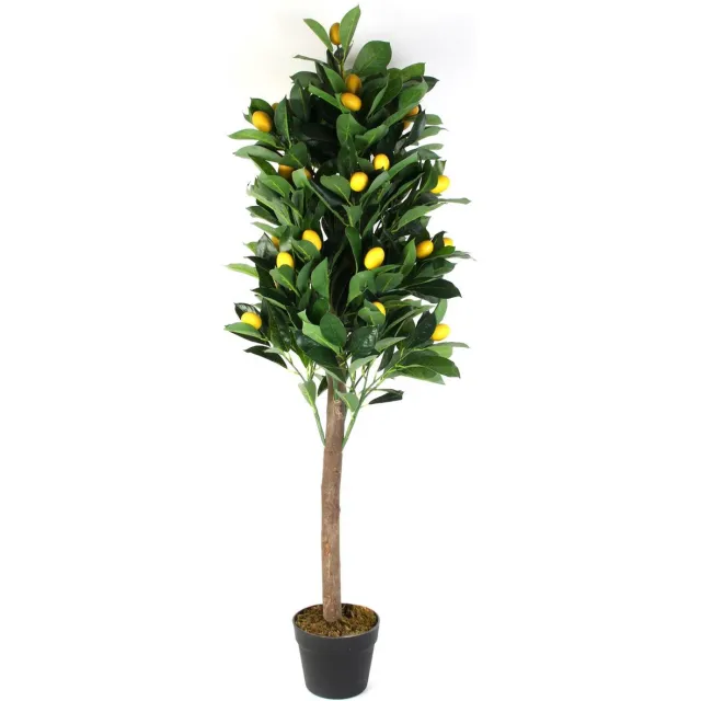 Naturn Living Kunst Citroenboom 125 cm – Realistische Citrus Limon Kunstboom in Pot – Mediterrane Nepplant met Gele Vruchten – Onderhoudsvrije & Allergievriendelijke Sierplant voor Binnen & Buiten – Geel Groen