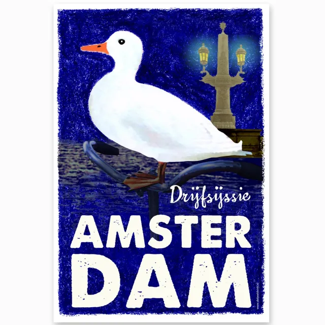 de Beeldvink Amsterdam Poster Drijfsijs – A3 – Amsterdamse Wanddecoratie Blauw, wit