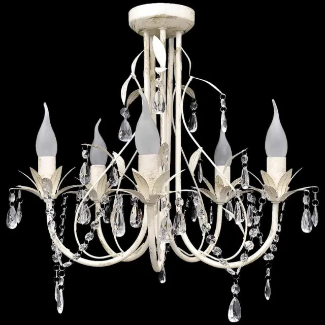vidaXL Kristallen kroonluchter met wit elegant design (5 lampen)