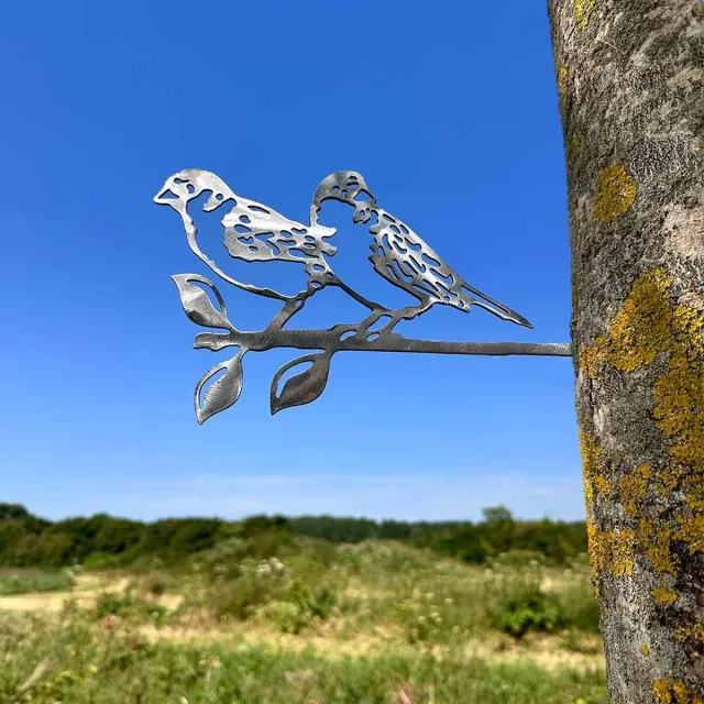 WOEFFY Mussen van Cortenstaal | Sparrow of Cortensteel | Mussen | Sparrow | Cortenstaal | Silhouette | Tuindecoratie | Tuin | Boomdecoratie | Boomprikker | Metal | Gecodeerd ijzer | Decoratie
