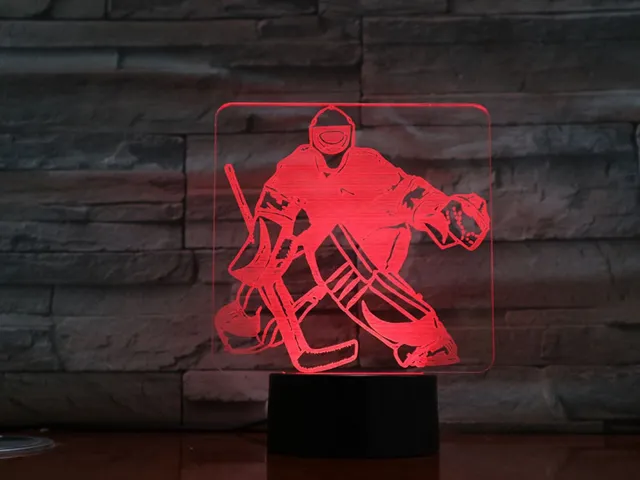 MC Living 3D Led Lamp Met Gravering - RGB 7 Kleuren - Ijshockey Keeper
