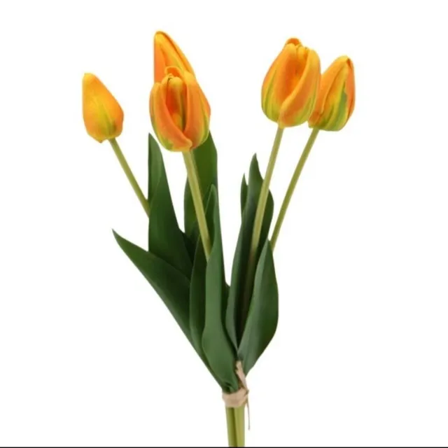 Floratexx Kunst Tulpen Oranje - Orange - Kunstbloemen - Tulips - Kunst Boeket - Tulp - 40 CM - Zijden Bloemen - Latex Bloem - Bruiloft - Voorjaar - Lente Oranje Kunst