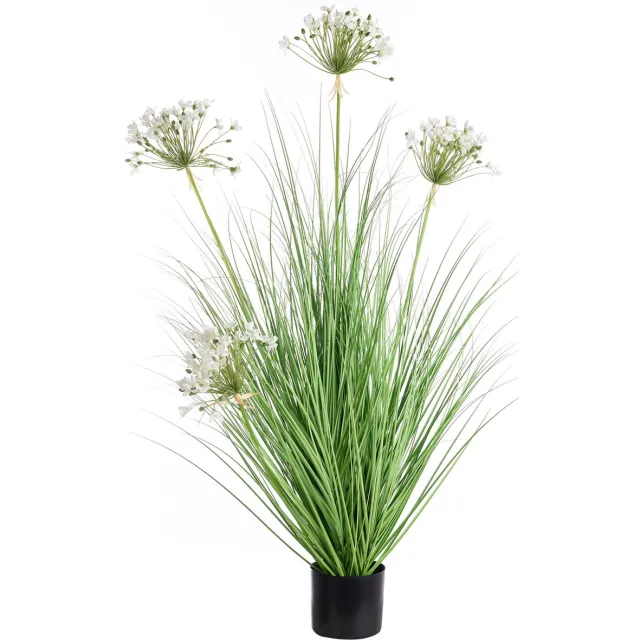 Beliani ONION GRASS - Kunstplant in pot - Zwart/Wit - Synthetisch materiaal