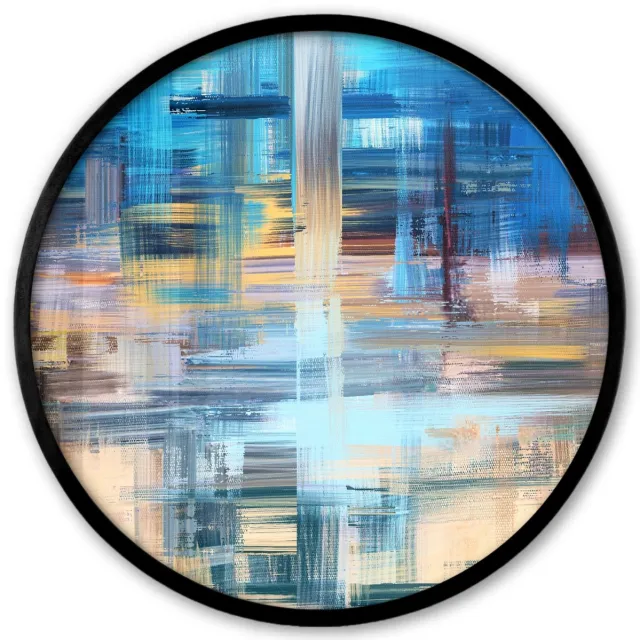 FrameYourWall Poster in lijst Rond - Fotolijst 40x40 cm - Posters - Olieverf - Abstract - Schilderij - Ronde posterlijst zwart - Decoratie - Wanddecoratie woonkamer - Muurdecoratie slaapkamer Multicolor