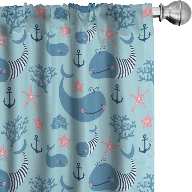 ABAKUHAUS Wal Gordijnen – 2x75x245 cm – Mikrofaser – Halfdonker – Blassblauw/Marineblauw