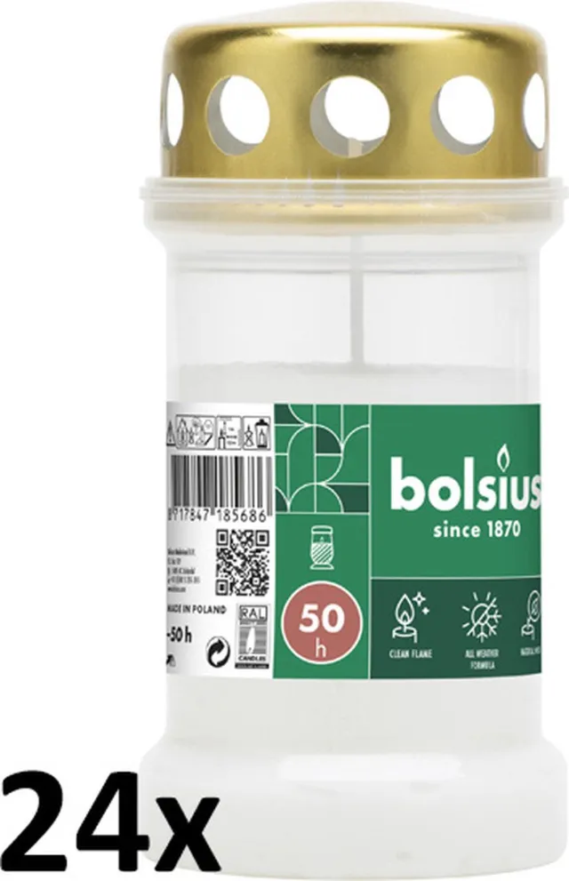 Bolsius Graflicht - Transparant - 24 stuks - 50 Branduren wit
