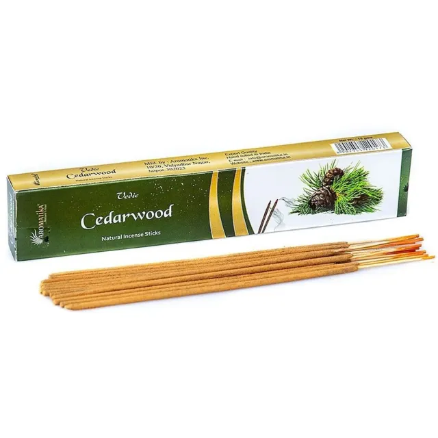 AUM Fragances 2 stuks Natuurlijke wierook - Vedische CEDERHOUT - innerlijk rust 2x12 stokjes naturel