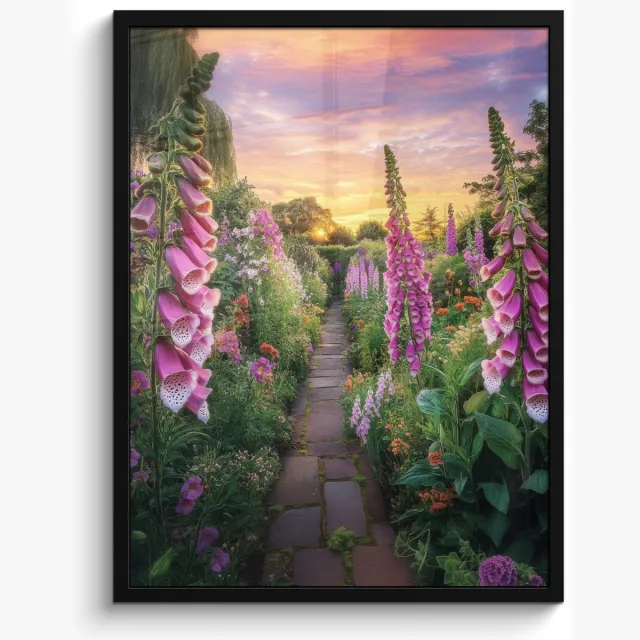 FrameYourWall Poster in lijst - Fotolijst 50x70 cm - Posters - Vingerhoedskruid - Bloemen - Tuin - Posterlijst zwart - Decoratie - Wanddecoratie woonkamer - Muurdecoratie slaapkamer