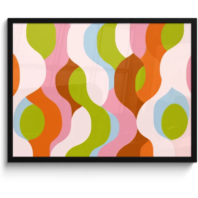 FrameYourWall Poster in lijst - Fotolijst 80x60 cm - Posters - Abstract - Vormen - Roze - Posterlijst zwart - Decoratie - Wanddecoratie woonkamer - Muurdecoratie slaapkamer