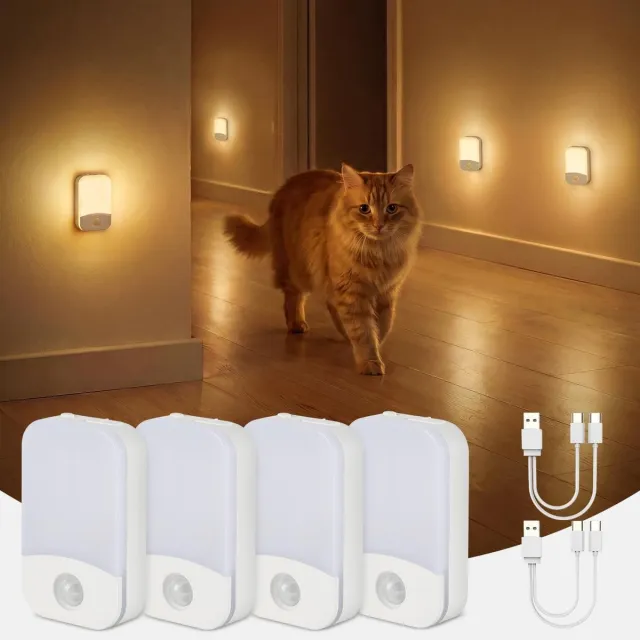 Lexium Store Sensor lampjes met bewegingsmelder - Wit - 8 x 1,8 x 5 cm - LED Nachtlampje met Magnetische Bevestiging - Voor Binnenshuis