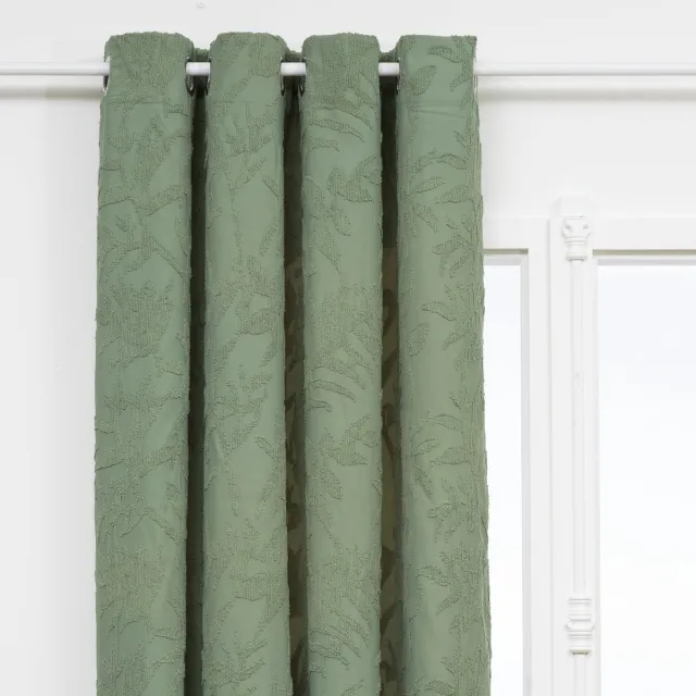 Atmosphera Willow Jacquard Gordijn 135x260cm - Gordijnen kant en klaar met haakjes ringen - Celadongroen