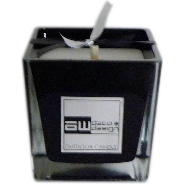 Deco & Design Outdoor Candle - Buitenkaars in glaspot - Luxueuze tuinkaars - zwart - 10x10cm - 15 branduren