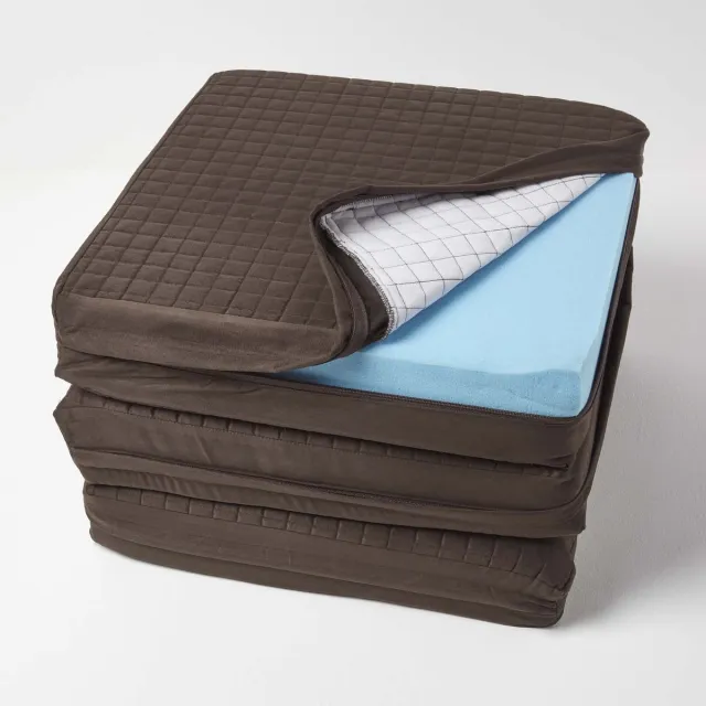 Homescapes velours zitkussenhoes bruin voor 3-zits bankkussens, 150x50x10 cm
