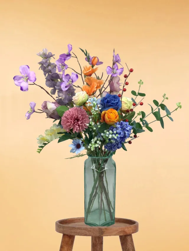 The Bloomistic Company The Bloomistic® – Zijden Boeket – 70-80 cm hoog – Kunstbloemen – 21 stelen – moederdag – nepbloemen – housewarming cadeau – decoratie – decoratie woonkamer Colorburst Meadow