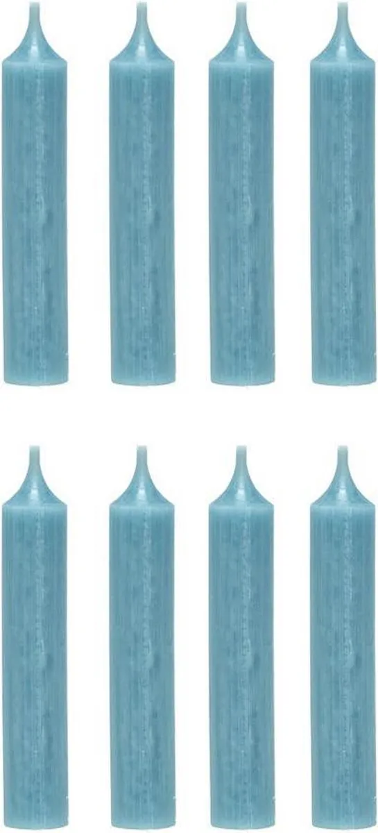 Branded by Dinerkaarsen 12 cm Light Blue Set van 8 stuks 5 branduren Blauw