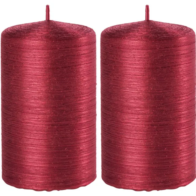 Enlightening Candles Cilinderkaars/stompkaars - 2x - rood - 6 x 10 cm - 25 branduren - sfeerkaarsen - kaarsen - Woondecoraties