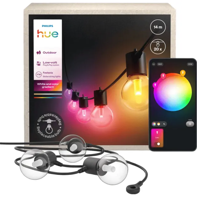 Philips Hue Festavia Globe Lichtsnoer - 14 meter - 20 lampen