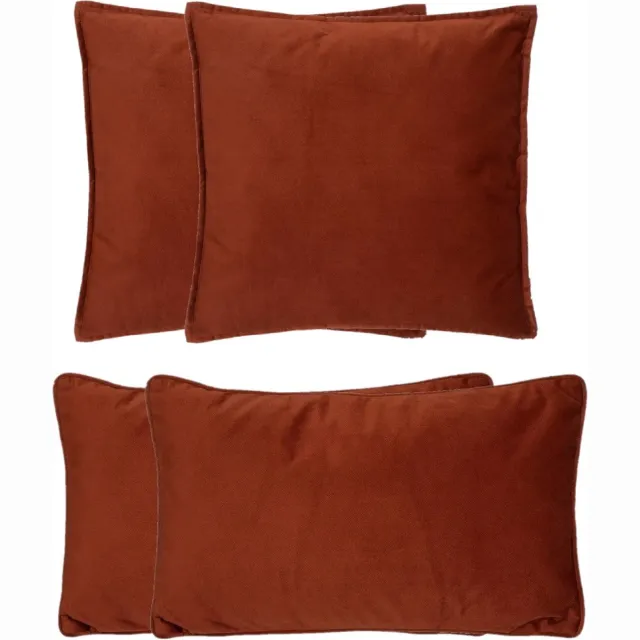 Atmosphera Bank/sierkussens Sophia - set 4x - Terracotta - polyester - met rits - In 2 formaten Terracotta bruin