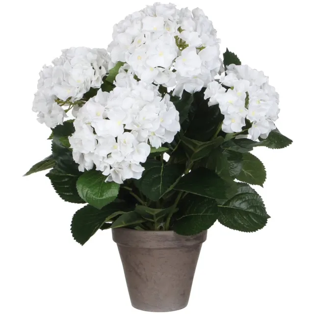 Mica Decorations Hortensia Kunstplant in Bloempot Stan - H45 x Ø45 cm - Wit