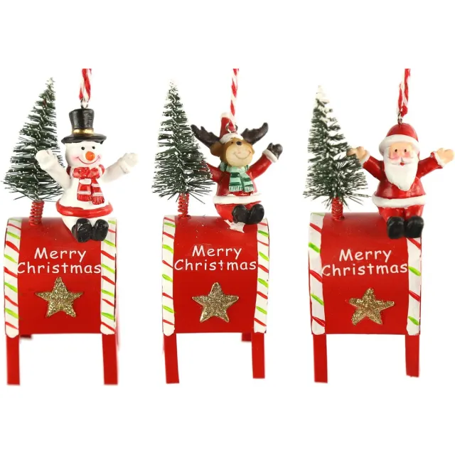 Decostar Countryfield Kersthanger O luca - 3 stuks rood veelkleurig
