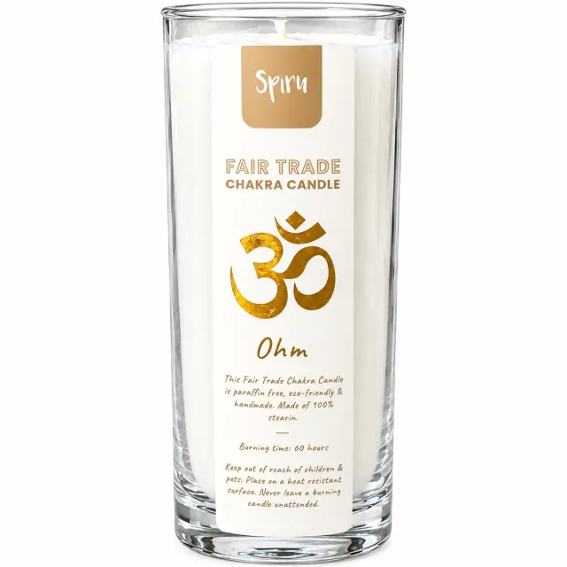 Spiru fair trade chakra kaars 0hm chakra spiru wit