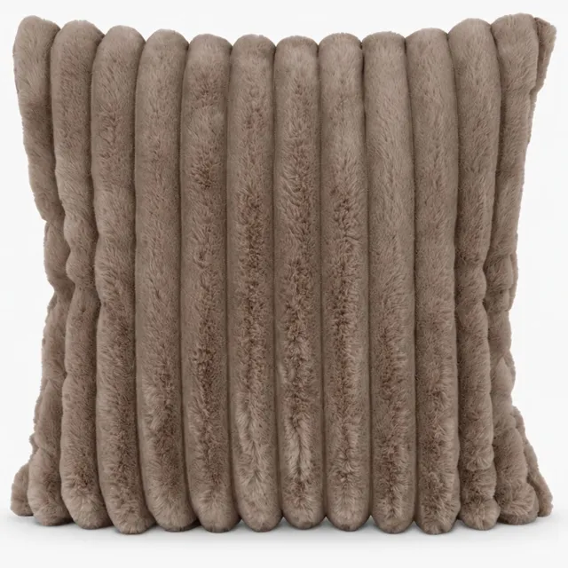 Countryfield Cosy Sierkussen Ribbel Imitatiebont - Taupe/Bruin - L 45 x B 45 cm