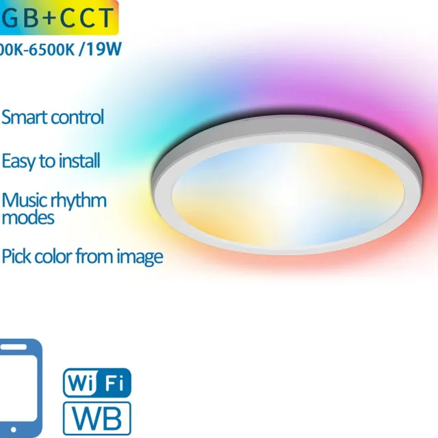 Aigostar LED plafondlamp Ø24cm WiFi - 19W (=150W) - RGB+CCT 2700-6500K - slimme lamp