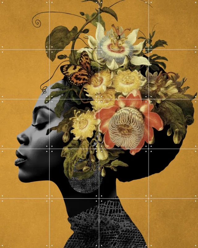 IXXI She is Art, Marja van den Hurk - 80 x 100 cm - Grote wanddecoratie en posters - Grafisch Ontwerp, Surrealisme, Woonkamer, Studeerkamer Geel