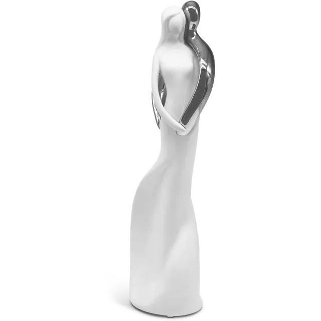Ibenzoa Moderne zilverkleurige sculptuur van liefdevolle harmonie voor thuisdecoratie White and Silver