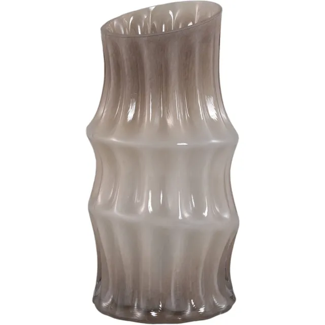PTMD Anvi Cream Solid Glass Vase Angular Shaped Round Bruin