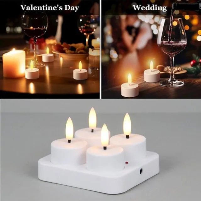 Zyronn 4 Oplaadbare Theelichtjes, Vlamloze LED-theelichtjes Op Batterijen, Halloween, Herfst, Bruiloft, Tafeldecoraties 4 stuks - zonder afstandsbediening
