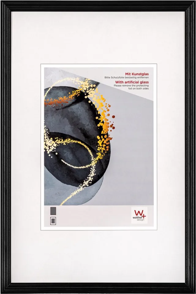 Walther Select - Houten lijst - Fotoformaat 10x15 cm - Kunstglas - Zwart