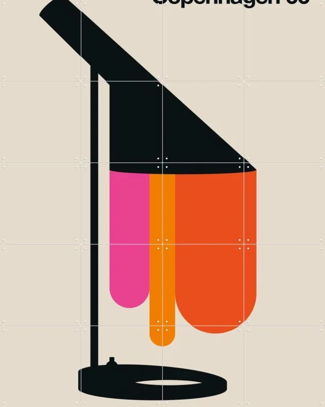 IXXI Copenhagen 66, Bo Lundberg - 80 x 100 cm - Grote wanddecoratie en posters - Grafisch Ontwerp, Kleurrijk, Geometrische Kunst, Minimalisme Zwart / Roze / Oranje