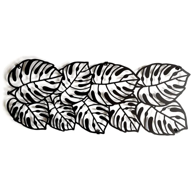 Decorizzly® Decorizzly Serie - Kapstok met Monstera Bladeren - Staal - 900mm x 362mm zwart