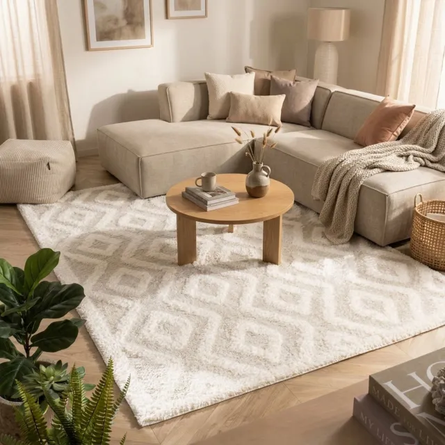 Fraai Scandinavisch vloerkleed - Lova Diamond Crème - 280x380cm