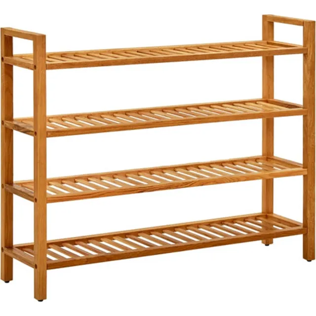 vidaXL Schoenenrek - met - 4 - schappen - 100x27x80 - cm - massief - eikenhout Bruin