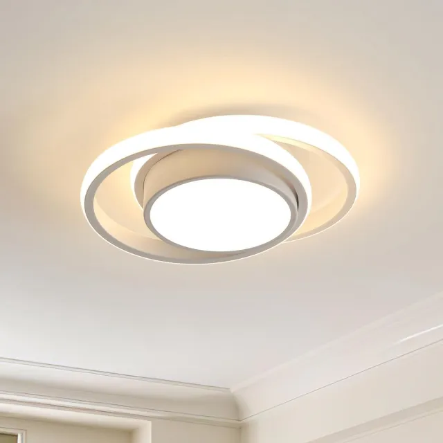 Haobosic Dubbele Cirkel Aluminium - Plafondlamp - Wit - Ø27cm - 36W 3000K White