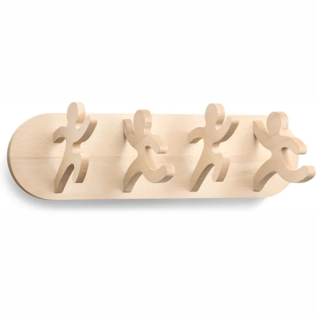 Welldone Wand kapstok - WellDone® - Beukenhout - 4 haken - L 50 x B 14 x D 17 cm licht bruin