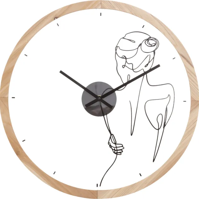 Atmosphera Wandklok Line artistiek - Hout - Dia 45 cm - Uurwerk - Geassorteerd geleverd Multi