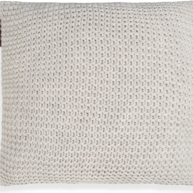 Knit Factory Vinz Sierkussen - Vierkant kussen - Kussen woonkamer - Bank kussen - Decoratie kussen - Beige - 50x50 cm - Kussenhoes inclusief kussenvulling