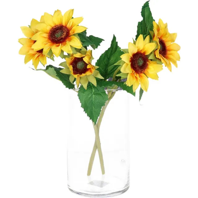 Bellatio Design Kunstbloem Zonnebloem Helianthus - 2x - 37 cm - losse steel - kunst zijdebloem Geel