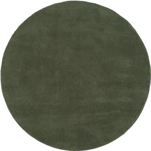 Mia´s Teppiche Mia’s Teppiche Taos – superzacht kortflor vloerkleed met antislip rug, wasbaar, donkergroen, 200 cm rond