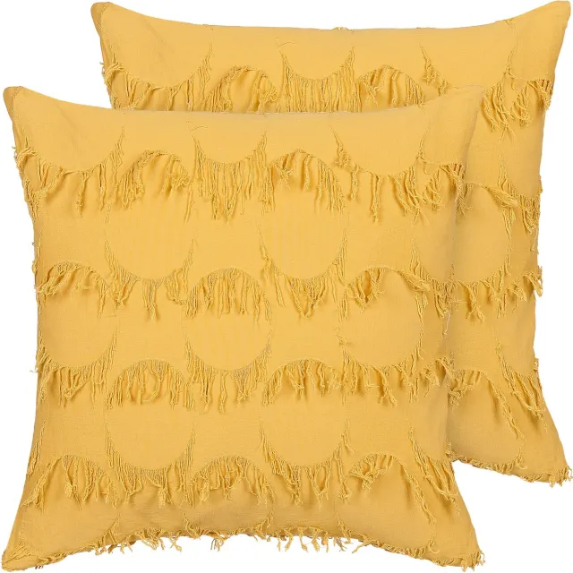 Beliani AGASTACHE - Sierkussen set van 2 - Geel - 45 x 45 cm - Polyester