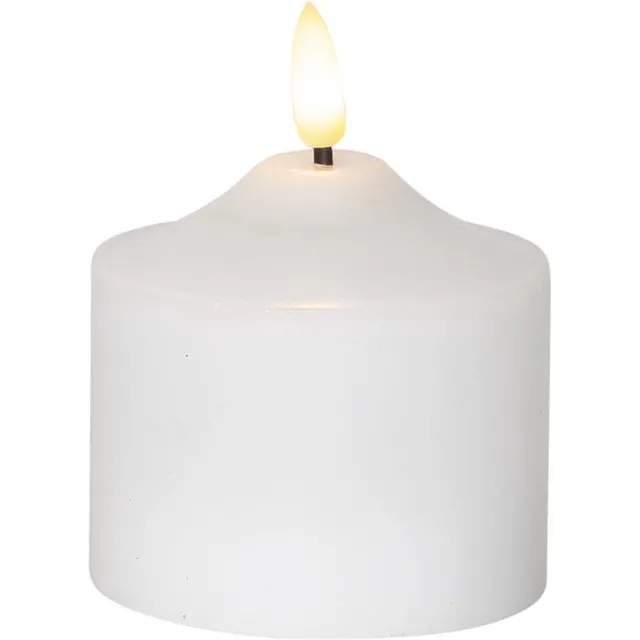 Star Trading kaarsvlam, zuilkaars, decoratie, wit, LED, timer, warm wit, 9,5 cm
