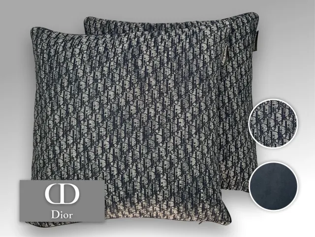 Diva Novita Dior Paris - Kwaliteits sierkussen gemaakt van originele Dior jacquard stof Donker Blauw