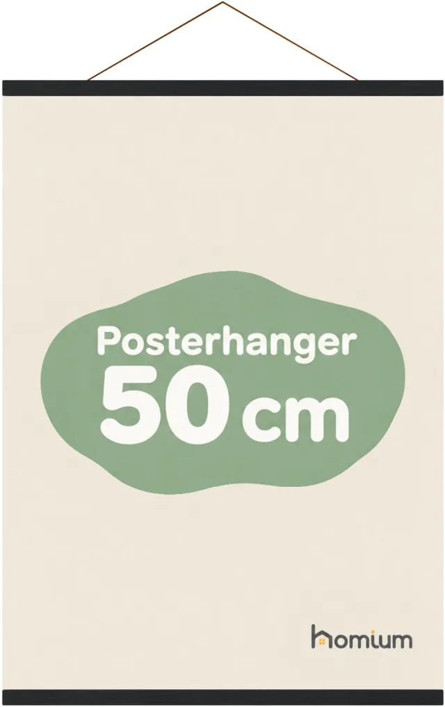 Homium Posterhanger 50 cm - Zwart hout - poster ophangsysteem - Posterlijst - Posterhouder
