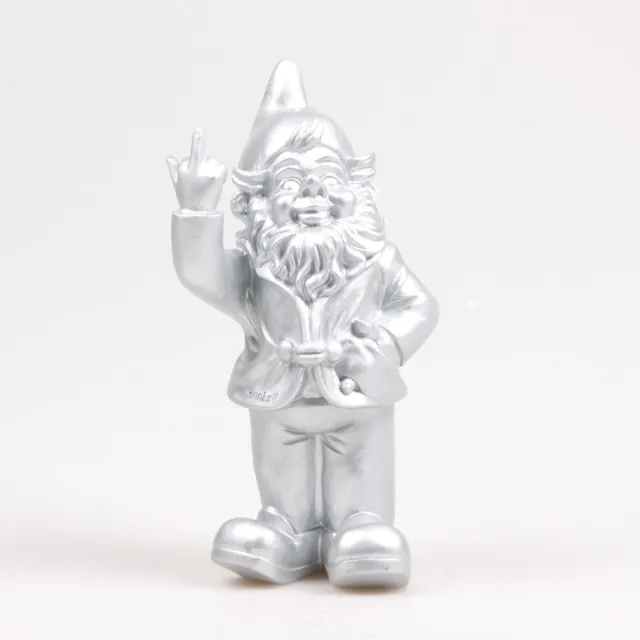Stoobz Design Stoobz Polystone beeld kabouter f*ck you zilver 20cm