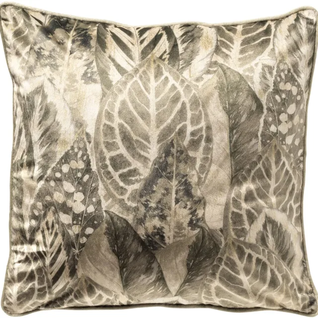 Dutch Decor RIKKE - sierkussen 45x45 cm - bladmotief - Sage Green - groen - Inclusief binnenkussen - Luxe kussens voor woonkamer & bank Sage groen